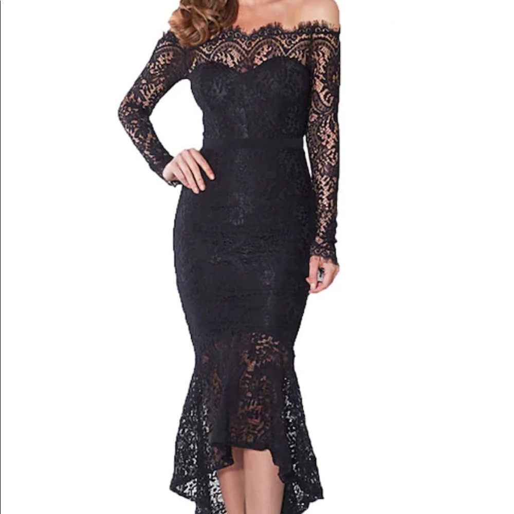 Lace mermaid high low dress
